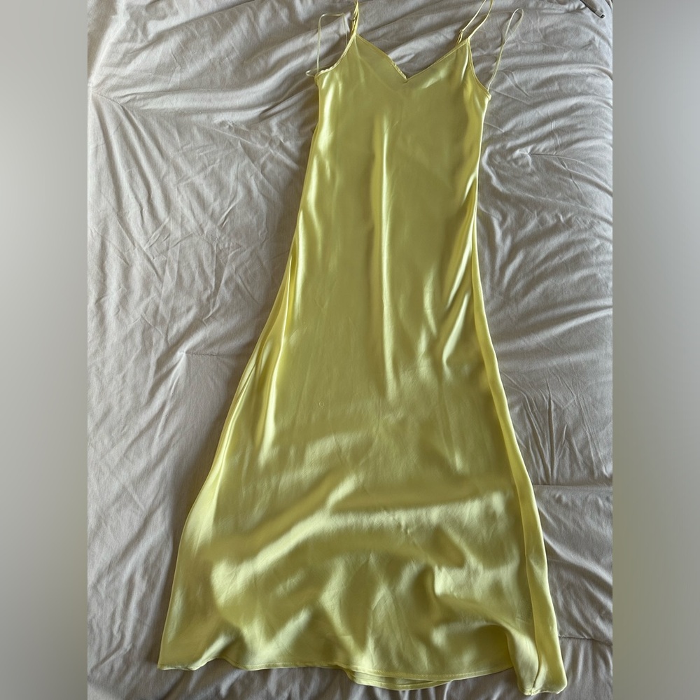 Zara yellow midi slip dress
